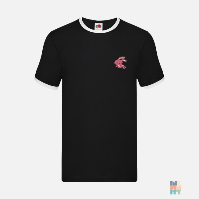 Ringer T-Shirt Cute Animal Embroidery Fruit of the Loom