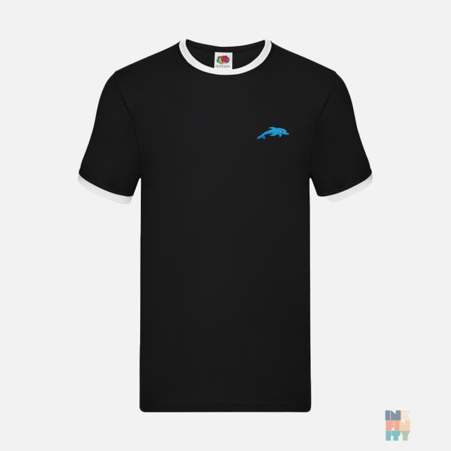 Ringer T-Shirt Sea Animal Embroidery Fruit of the Loom