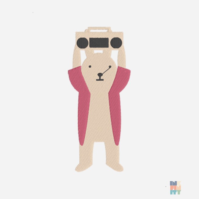 Long Sleeve Polo Cute Music Animal Embroidery Fruit of the Loom