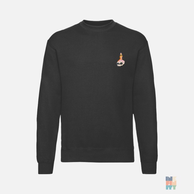 Classic Sweater Skeleton Haloween Embroidery Fruit of the Loom
