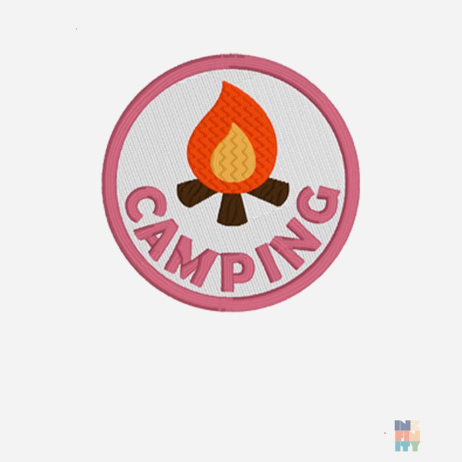 Lightweight Lady-Fit Raglan Sweater Camping Patch Embroidery Fruit of the Loom