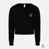 Cropped Lady-Fit Sweater Scary Haloween Embroidery Just Hoods