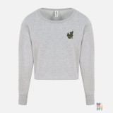 Pulover Cropped de Damă Scary Haloween Embroidery Just Hoods #inkfinity