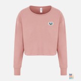 Pulover Cropped de Damă Funny Emoji Embroidery Just Hoods #inkfinity