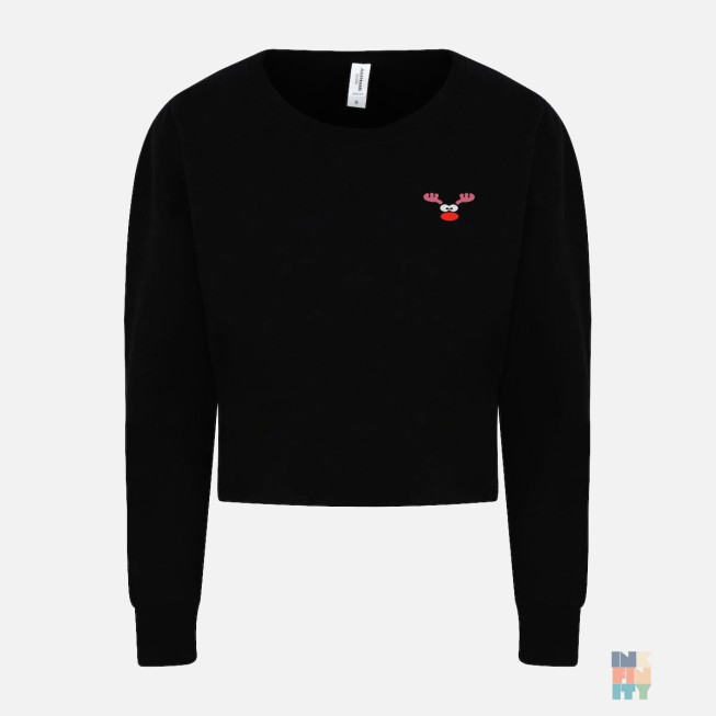 Pulover Cropped de Dama Animal Christmas Embroidery Just Hoods