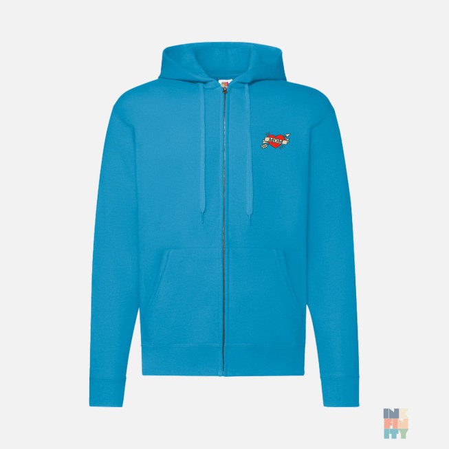Zip Hoodie Love Mom Family Embroidery Fruit of the Loom