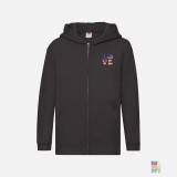 Kids Premium Zip Hoodie Love Patriotic America Embroidery Fruit of the Loom #inkfinity