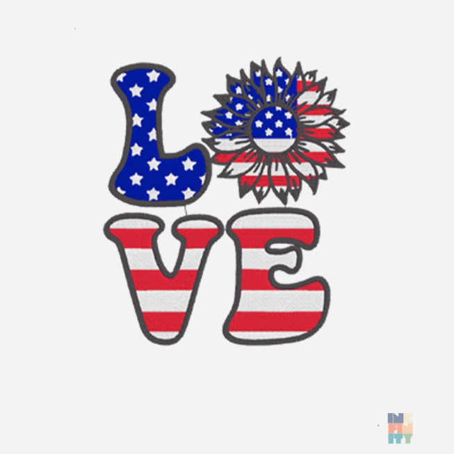 Kids Premium Zip Hoodie Love Patriotic America Embroidery Fruit of the Loom