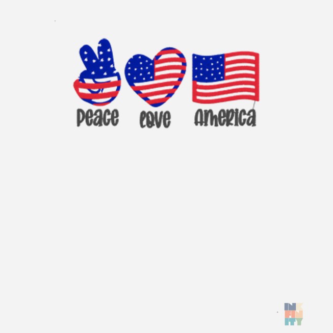 Kids Premium Zip Hoodie Peace Love America Embroidery Fruit of the Loom