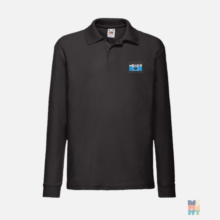 Kids Long Sleeve Polo Cool Adventure Embroidery Fruit of the Loom #inkfinity