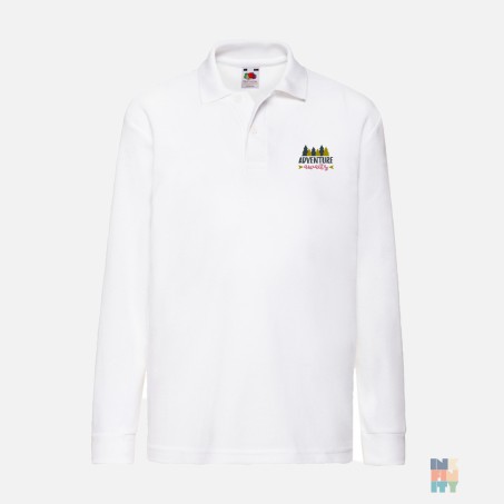 Kids Long Sleeve Polo Adventure Nature Embroidery Fruit of the Loom #inkfinity