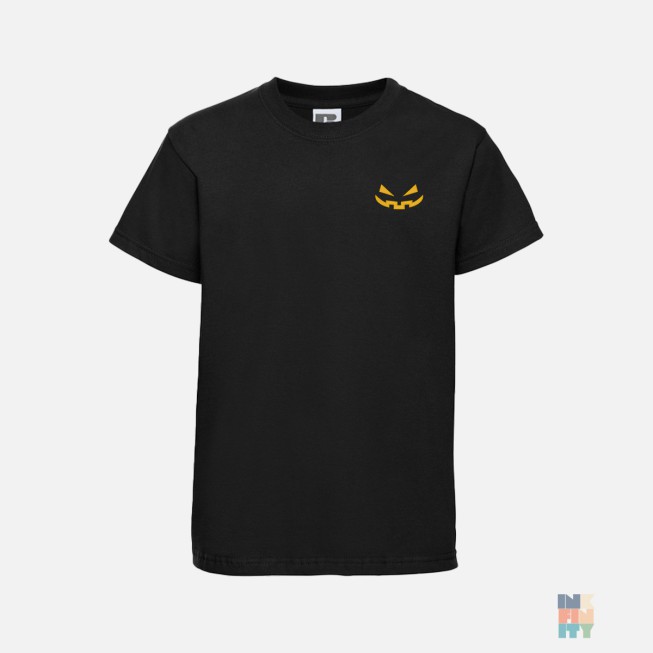 Kids Athletic T-Shirt Haloween Emoji Embroidery Russell