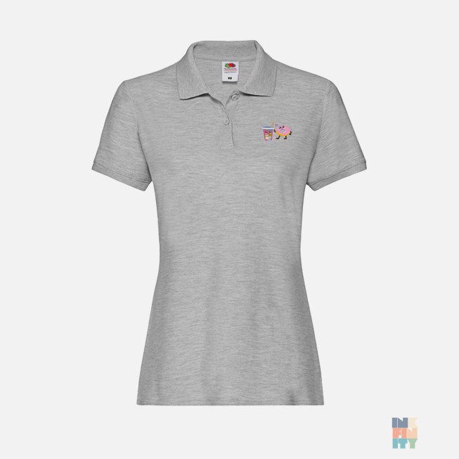 Polo Premium de Dama Food Love Funny Embroidery Fruit of the Loom