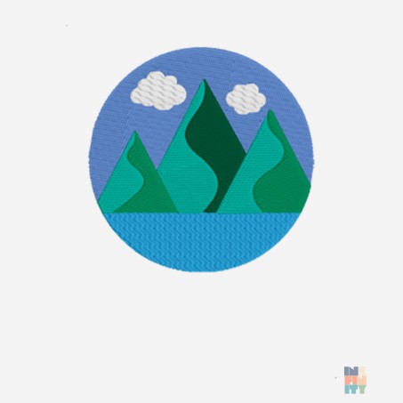 Long Lady-Fit Shirt Landscape Mountains Embroidery Malfini #inkfinity