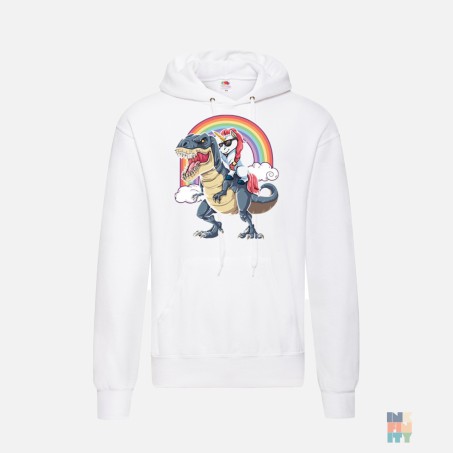 Classic Hooded Sweatshirt Unicorn Riding Dinosaur Fruit of the Loom #inkfinity