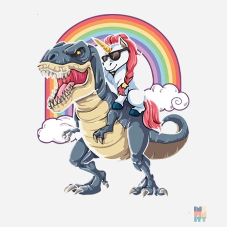 Classic Hooded Sweatshirt Unicorn Riding Dinosaur Fruit of the Loom #inkfinity