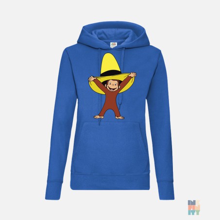 Classic Lady-Fit Hoodie Monkey Yellow Hat Fruit of the Loom #inkfinity