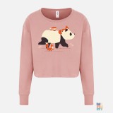 Pulover Cropped de Dama Panda Bear Walk Just Hoods #inkfinity
