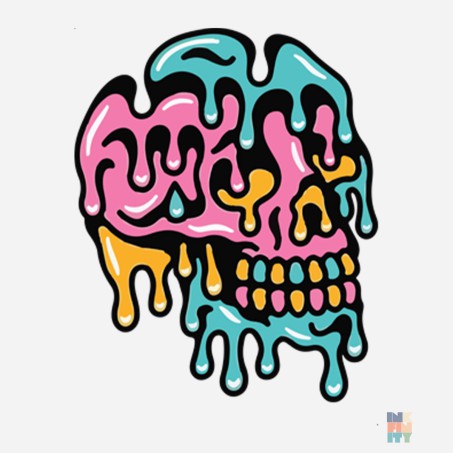 Classic Open Hem Jog Melting Skull Fruit of the Loom #inkfinity