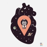 Metal Bottle Astronaut Heart