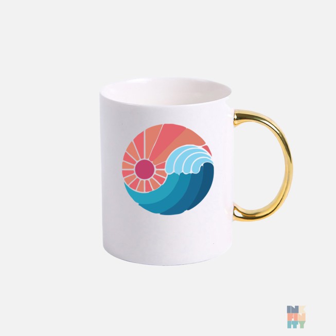 Gold Handle Mug Waves