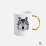 Gold Handle Mug Abstract Wolf #inkfinity