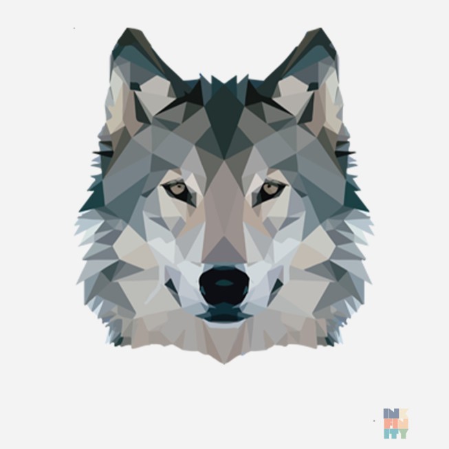 Gold Handle Mug Abstract Wolf