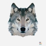 Gold Handle Mug Abstract Wolf