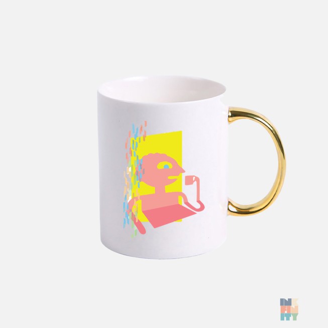 Gold Handle Mug Abstract Man