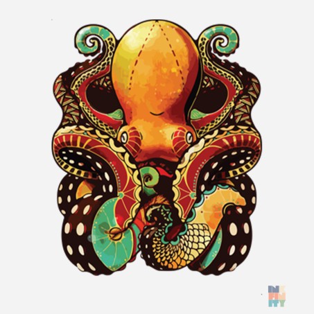 Tricou de Barbati Bumbac Premium Orange Octopus Gildan #inkfinity