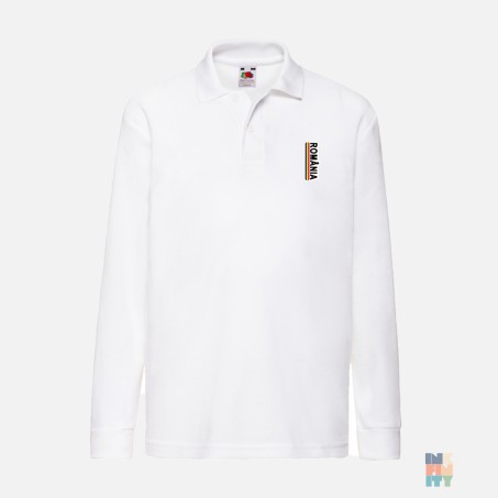 Polo cu Maneca Lunga de Copii Romania Flag Fruit of the Loom #inkfinity