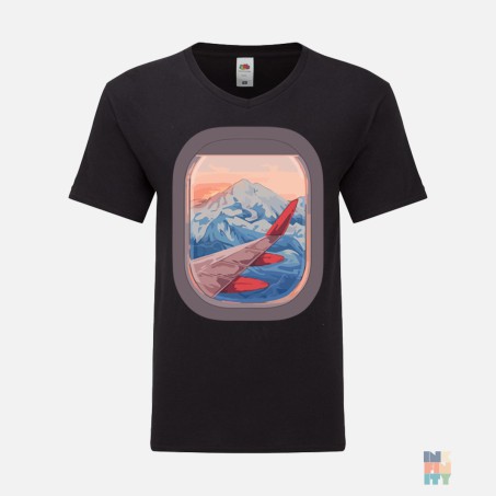 V-Neck T-Shirt Airplane View Fruit of the Loom #inkfinity