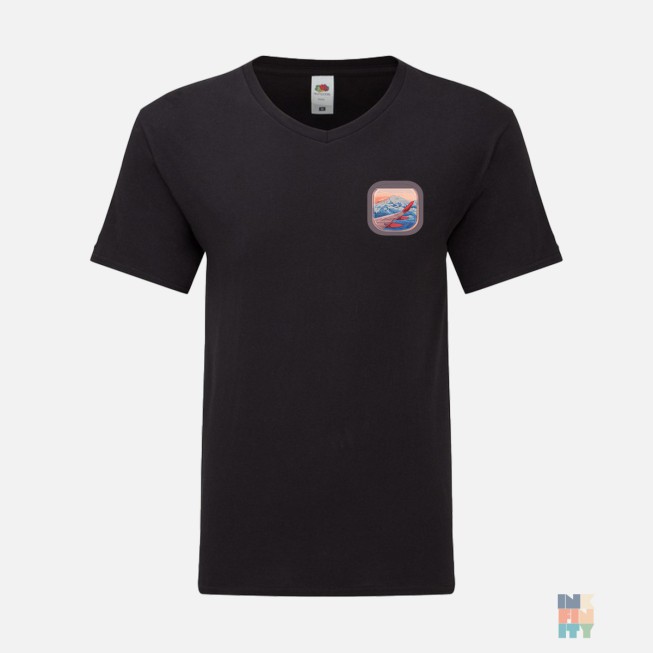 V-Neck T-Shirt Airplane View Fruit of the Loom