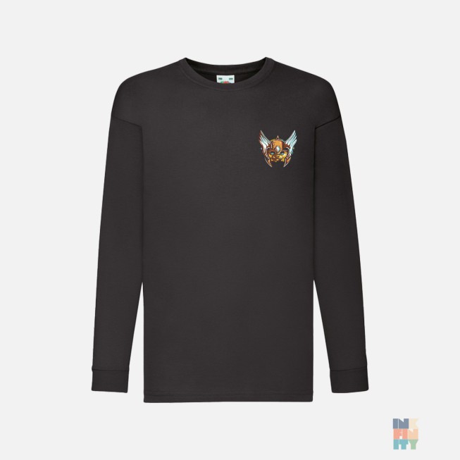 Tricou cu Maneca Lunga de Copii Cat Warrior Fruit of the Loom