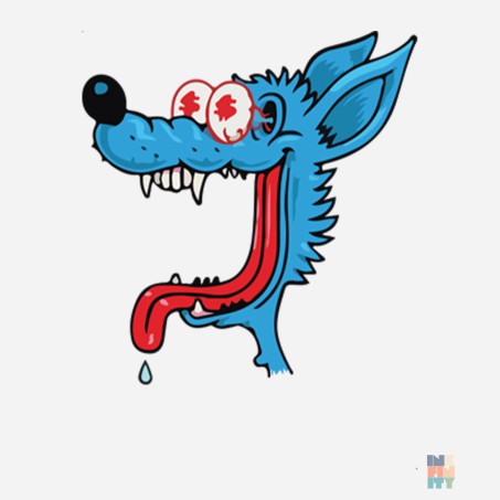 Tricou de Barbati Valueweight Blue Wolf Cartoon Fruit of the Loom #inkfinity